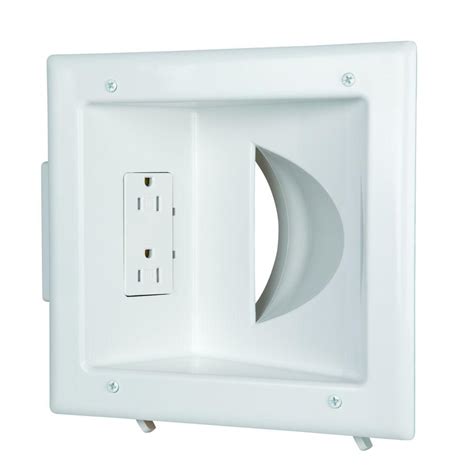 Recessed Low Voltage Media Plate With Duplex Receptacle